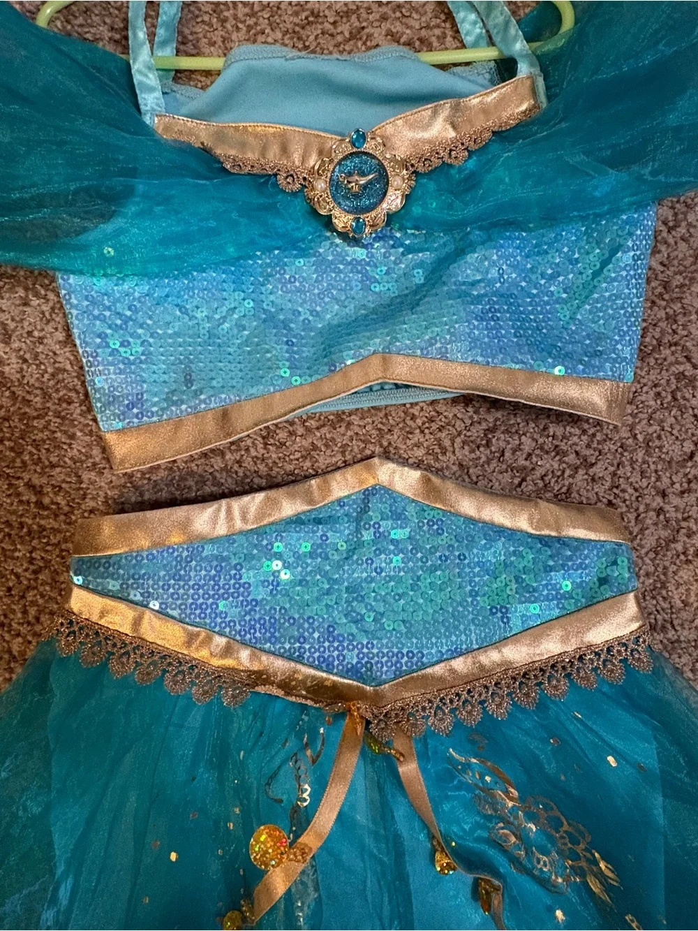 Blue Princess Jasmine Costume for Girls- Two-Piece Dress-Up Set